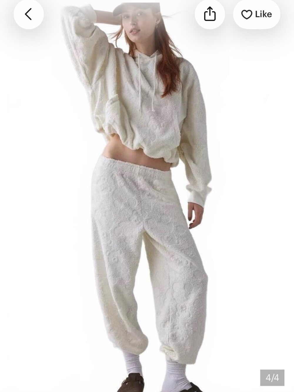 Urban Outfitters Cream Teddy Fleece Joggers
